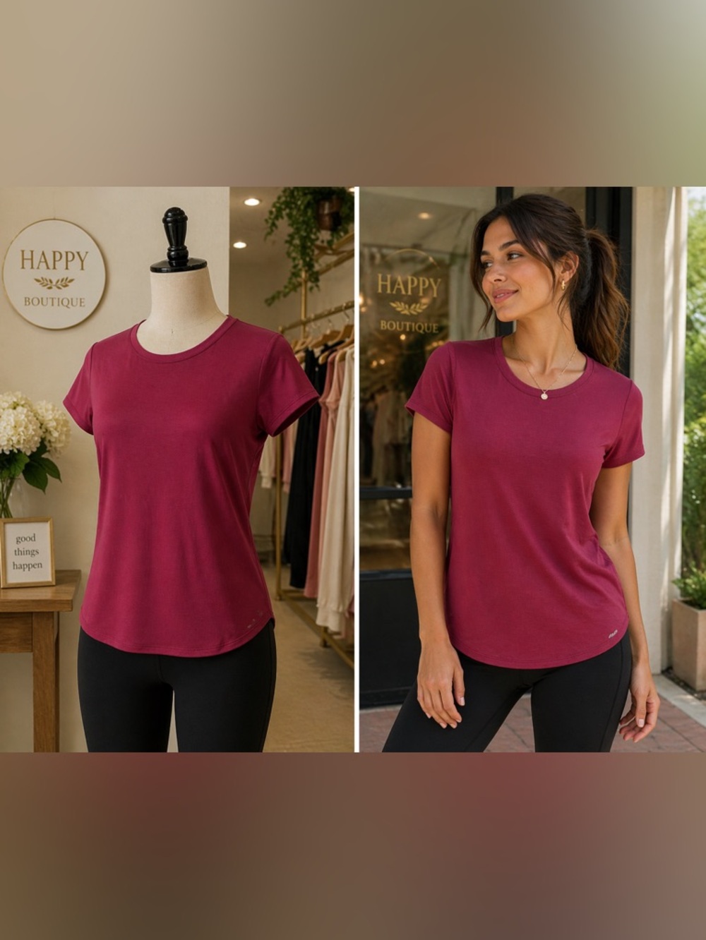 Classic Crewneck Tee - Burgundy Women’s Top